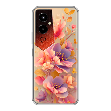 Силиконовый чехол на Tecno Pova 4 Pro с принтом Цветы и бабочки