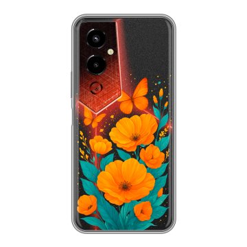 Силиконовый чехол на Tecno Pova 4 Pro с принтом цветы бабочки