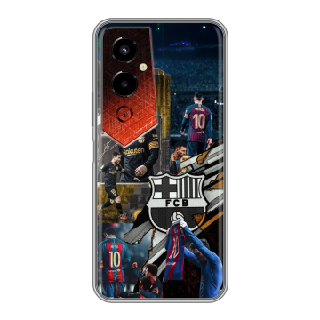 Силиконовый чехол на Tecno Pova 4 Pro с принтом Messi Barcelona Силиконовый чехол на Tecno Pova 4 Pro с принтом Messi Barcelona
