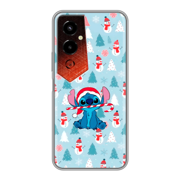 Силиконовый чехол на Tecno Pova 4 Pro с принтом Стич Новый год