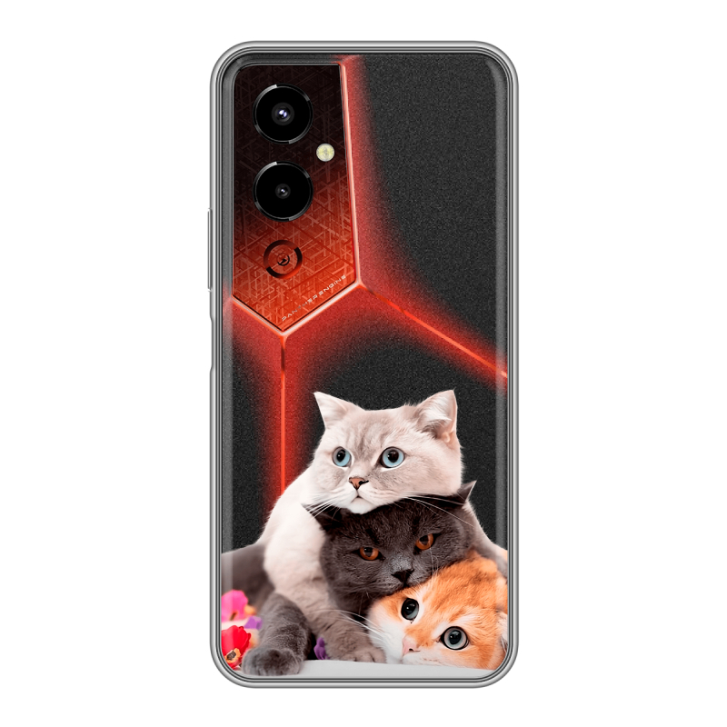 Силиконовый чехол на Tecno Pova 4 Pro с принтом Кошки Силиконовый чехол на Tecno Pova 4 Pro с принтом Кошки
