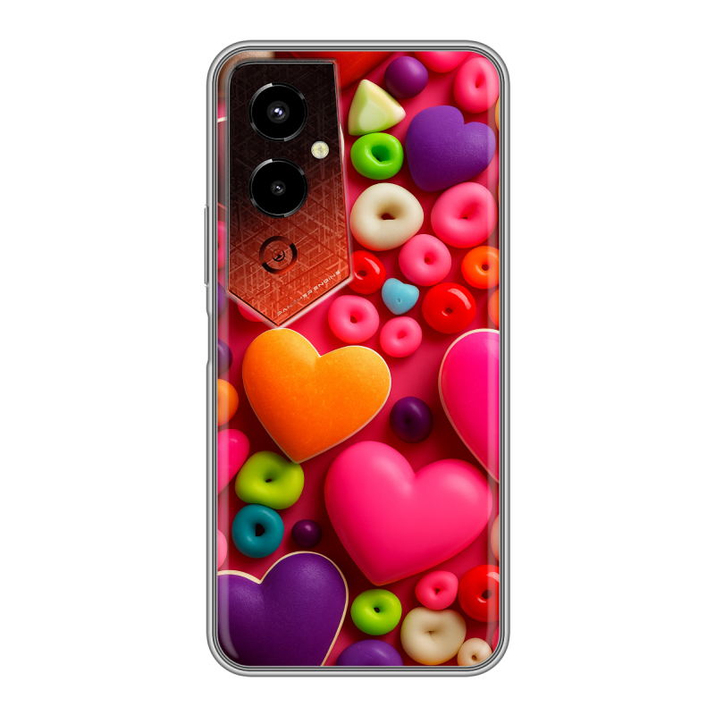 Силиконовый чехол на Tecno Pova 4 Pro с принтом Сердечки Силиконовый чехол на Tecno Pova 4 Pro с принтом Сердечки