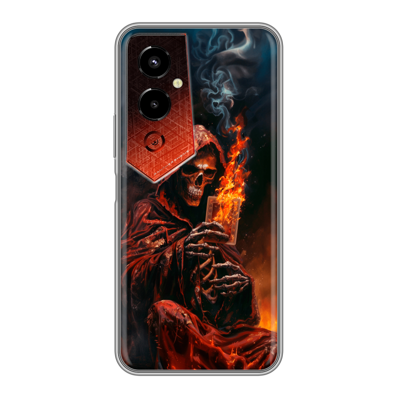 Силиконовый чехол на Tecno Pova 4 Pro с принтом Скелет и карты Силиконовый чехол на Tecno Pova 4 Pro с принтом Скелет и карты