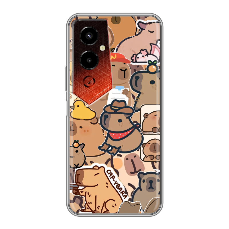 Силиконовый чехол на Tecno Pova 4 Pro с принтом капибара Силиконовый чехол на Tecno Pova 4 Pro с принтом капибара