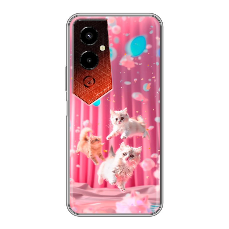 Силиконовый чехол на Tecno Pova 4 Pro с принтом милые котики Силиконовый чехол на Tecno Pova 4 Pro с принтом милые котики