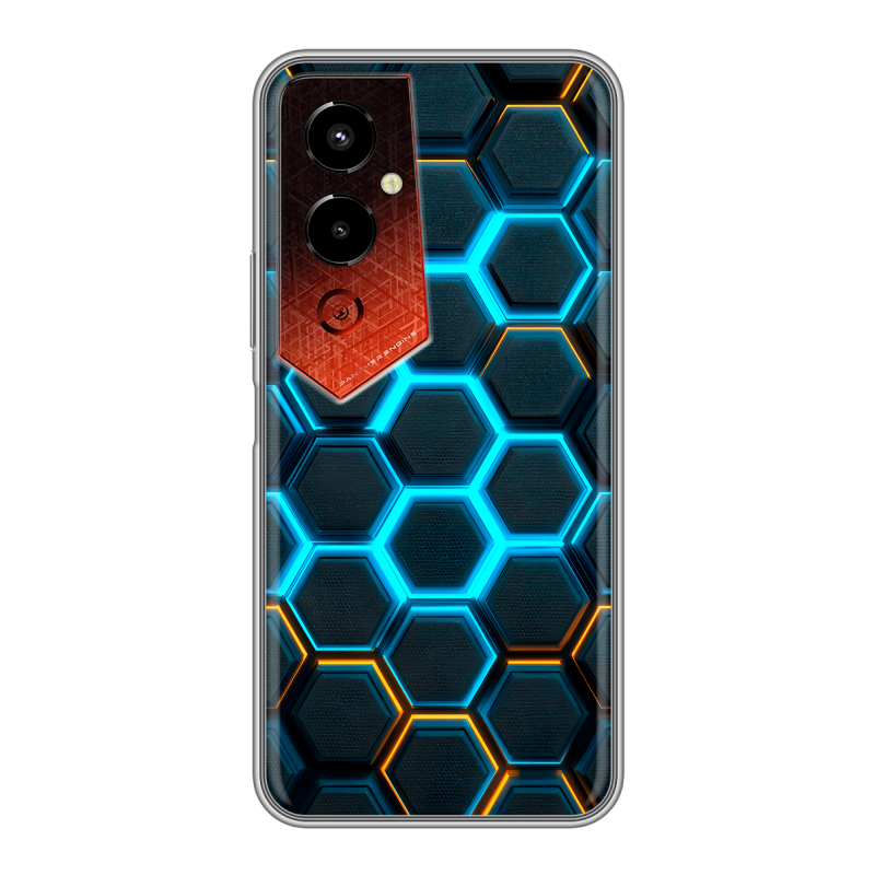 Силиконовый чехол на Tecno Pova 4 Pro с принтом Неоновые соты Силиконовый чехол на Tecno Pova 4 Pro с принтом Неоновые соты