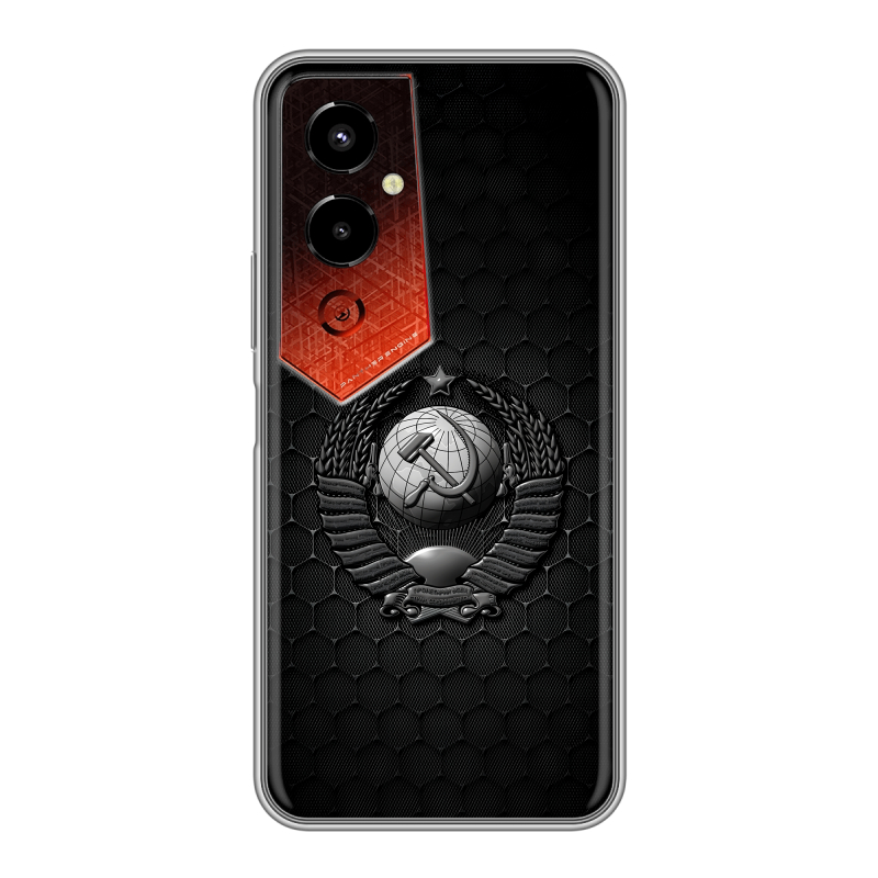 Силиконовый чехол на Tecno Pova 4 Pro с принтом Герб Флаг СССР Силиконовый чехол на Tecno Pova 4 Pro с принтом Герб Флаг СССР