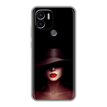 Силиконовый чехол на Xiaomi Redmi A1 Plus с принтом Девушка в шляпе Силиконовый чехол на Xiaomi Redmi A1 Plus с принтом Девушка в шляпе