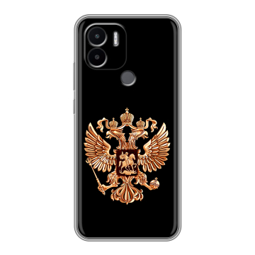 Силиконовый чехол на Xiaomi Redmi A1 Plus с принтом Герб России золотой