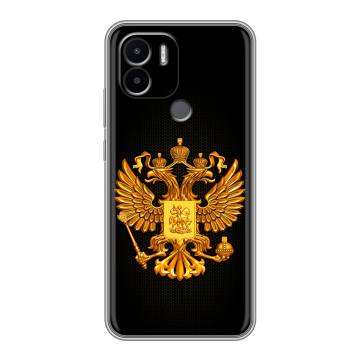 Силиконовый чехол на Xiaomi Redmi A1 Plus с принтом Герб России желтый Силиконовый чехол на Xiaomi Redmi A1 Plus с принтом Герб России желтый