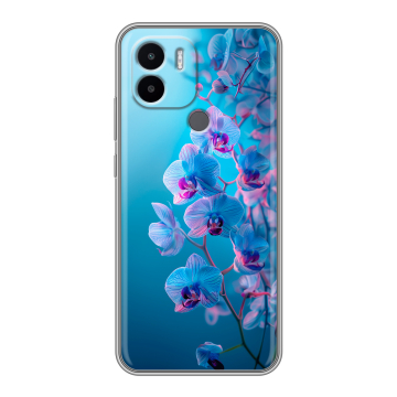 Силиконовый чехол на Xiaomi Redmi A1 Plus с принтом голубые орхидеи Силиконовый чехол на Xiaomi Redmi A1 Plus с принтом голубые орхидеи