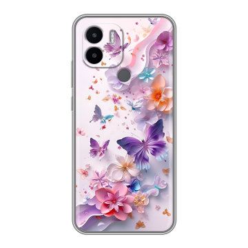 Силиконовый чехол на Xiaomi Redmi A1 Plus с принтом цветы бабочки