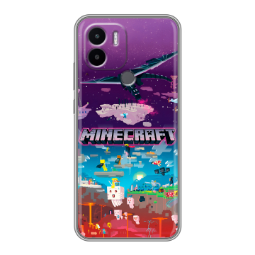Силиконовый чехол на Xiaomi Redmi A1 Plus с принтом Майнкрафт Minecraft Силиконовый чехол на Xiaomi Redmi A1 Plus с принтом Майнкрафт Minecraft