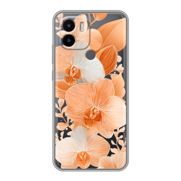 Силиконовый чехол на Xiaomi Redmi A1 Plus с принтом Бежевые цветы Силиконовый чехол на Xiaomi Redmi A1 Plus с принтом Бежевые цветы