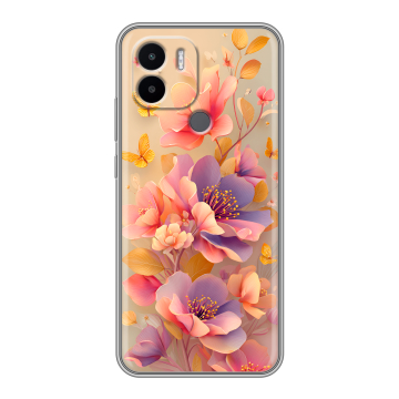 Силиконовый чехол на Xiaomi Redmi A1 Plus с принтом Цветы и бабочки