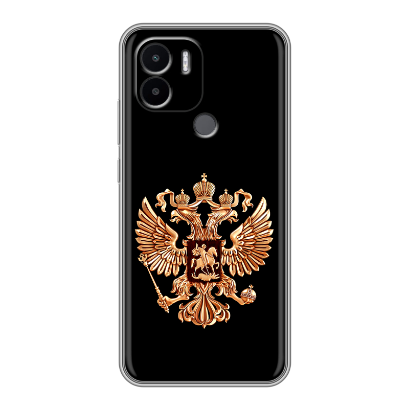 Силиконовый чехол на Xiaomi Redmi A1 Plus с принтом Герб России золотой Силиконовый чехол на Xiaomi Redmi A1 Plus с принтом Герб России золотой