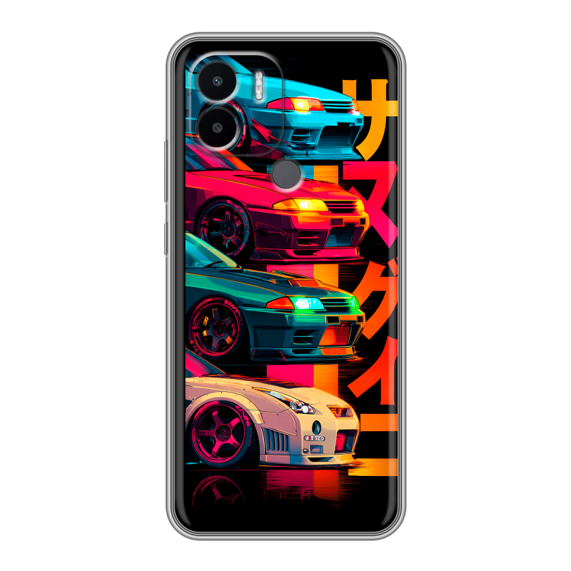 Силиконовый чехол на Xiaomi Redmi A1 Plus с принтом Гоночные машины Силиконовый чехол на Xiaomi Redmi A1 Plus с принтом Гоночные машины