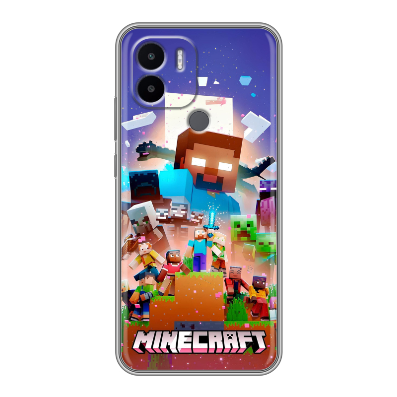 Силиконовый чехол на Xiaomi Redmi A1 Plus с принтом Майнкрафт Minecraft Силиконовый чехол на Xiaomi Redmi A1 Plus с принтом Майнкрафт Minecraft