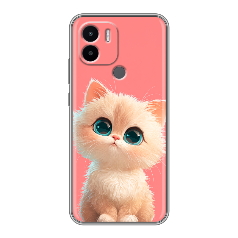 Силиконовый чехол на Xiaomi Redmi A1 Plus с принтом Розовый котенок Силиконовый чехол на Xiaomi Redmi A1 Plus с принтом Розовый котенок