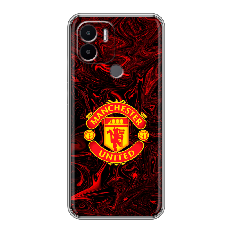Силиконовый противоударный чехол на Xiaomi Redmi A1 Plus с принтом Manchester United Силиконовый противоударный чехол на Xiaomi Redmi A1 Plus с принтом Manchester United