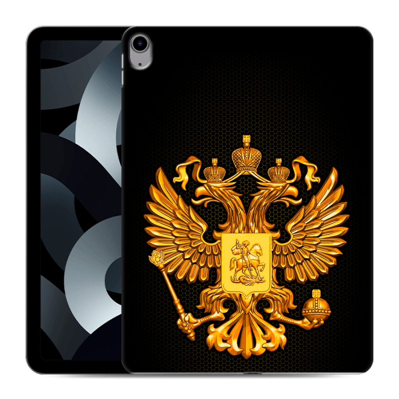Силиконовый противоударный чехол на Ipad 10.9 (2022) с принтом Герб России желтый Силиконовый противоударный чехол на Ipad 10.9 (2022) с принтом Герб России желтый