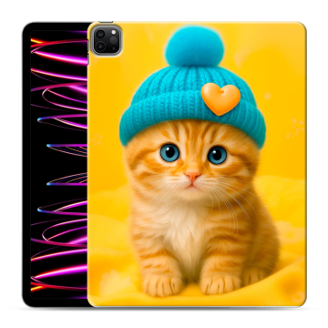 Силиконовый чехол на Ipad Pro 12.9 (2022) с принтом Котенок в шапке Силиконовый чехол на Ipad Pro 12.9 (2022) с принтом Котенок в шапке