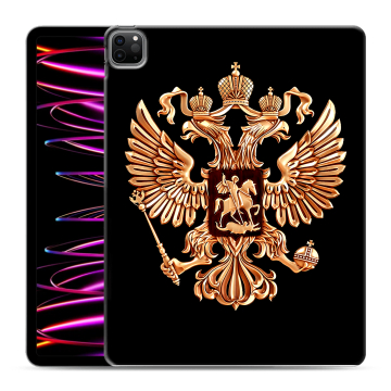 Силиконовый чехол на Ipad Pro 12.9 (2022) с принтом Герб России золотой Силиконовый чехол на Ipad Pro 12.9 (2022) с принтом Герб России золотой