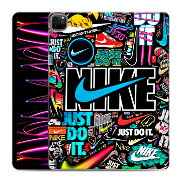 Силиконовый чехол на Ipad Pro 12.9 (2022) с принтом найк nike черный Силиконовый чехол на Ipad Pro 12.9 (2022) с принтом найк nike черный