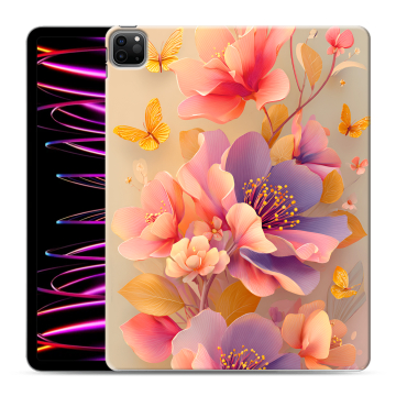 Силиконовый чехол на Ipad Pro 12.9 (2022) с принтом Цветы и бабочки