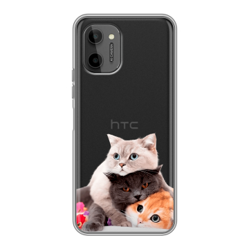 Силиконовый чехол на HTC Wildfire E Plus с принтом Кошки