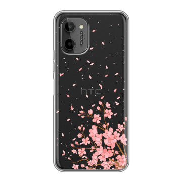 Силиконовый чехол на HTC Wildfire E Plus с принтом Ветка сакуры