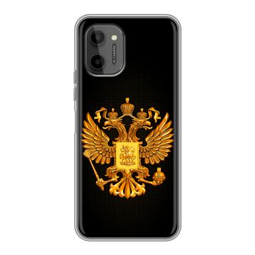 Силиконовый чехол на HTC Wildfire E Plus с принтом Герб России желтый