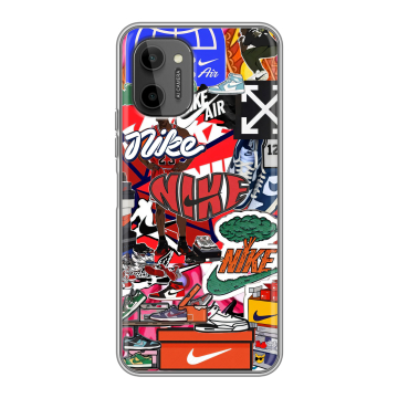 Силиконовый чехол на HTC Wildfire E Plus с принтом Найк Nike яркий