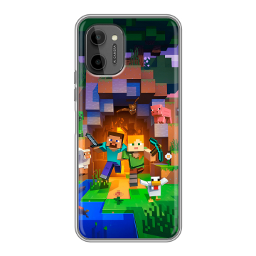 Силиконовый чехол на HTC Wildfire E Plus с принтом Майнкрафт Minecraft Силиконовый чехол на HTC Wildfire E Plus с принтом Майнкрафт Minecraft