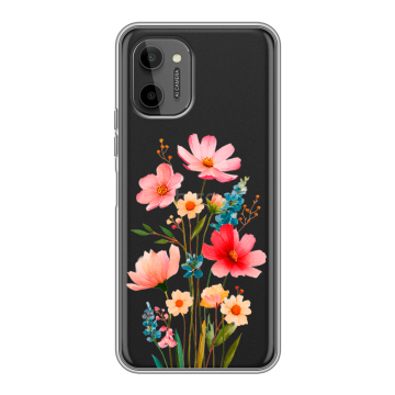 Силиконовый чехол на HTC Wildfire E Plus с принтом Цветы