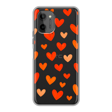 Силиконовый чехол на HTC Wildfire E Plus с принтом Сердечки