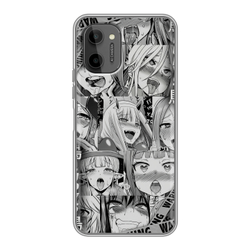 Силиконовый чехол на HTC Wildfire E Plus с принтом Ahegao Ахегао Аниме