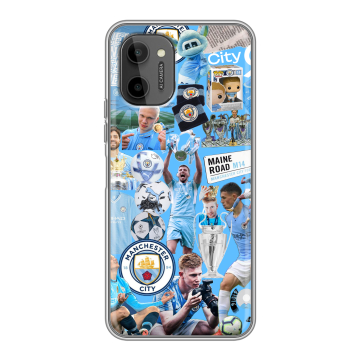 Силиконовый чехол на HTC Wildfire E Plus с принтом Man City Манчестер Сити