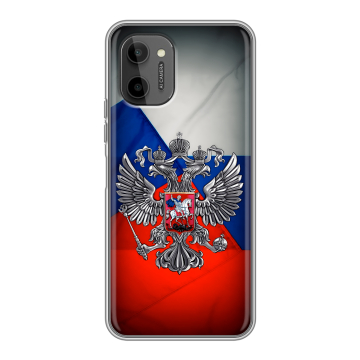 Силиконовый чехол на HTC Wildfire E Plus с принтом Флаг России
