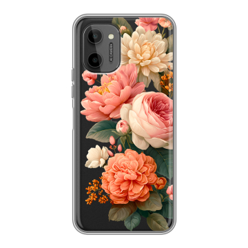 Силиконовый чехол на HTC Wildfire E Plus с принтом цветы