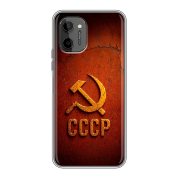 Силиконовый чехол на HTC Wildfire E Plus с принтом Флаг Герб СССР