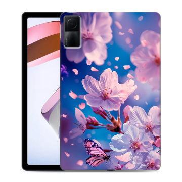 Силиконовый чехол на Xiaomi RedMi Pad с принтом цветы бабочки Силиконовый чехол на Xiaomi RedMi Pad с принтом цветы бабочки