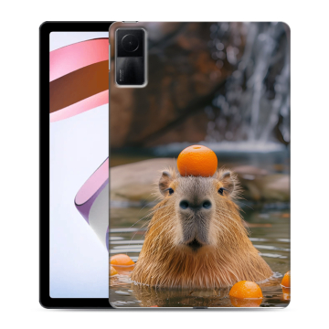 Силиконовый чехол на Xiaomi RedMi Pad с принтом Капибара с апельсином Силиконовый чехол на Xiaomi RedMi Pad с принтом Капибара с апельсином