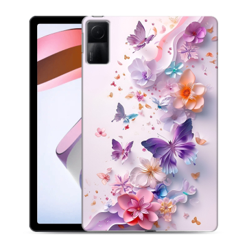 Силиконовый чехол на Xiaomi RedMi Pad с принтом цветы бабочки Силиконовый чехол на Xiaomi RedMi Pad с принтом цветы бабочки