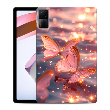 Силиконовый чехол на Xiaomi RedMi Pad с принтом бабочки розовые