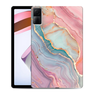 Силиконовый чехол на планшета Xiaomi RedMi Pad с принтом розовый мрамор
