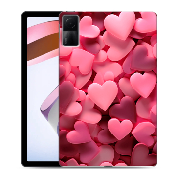 Силиконовый чехол на планшета Xiaomi RedMi Pad с принтом розовые сердечки