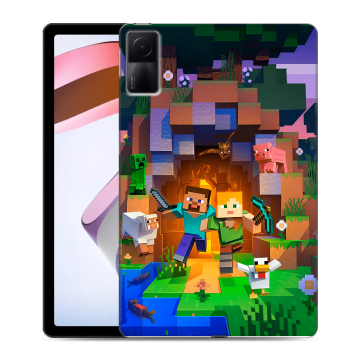 Силиконовый чехол на планшета Xiaomi RedMi Pad с принтом Майнкрафт Minecraft