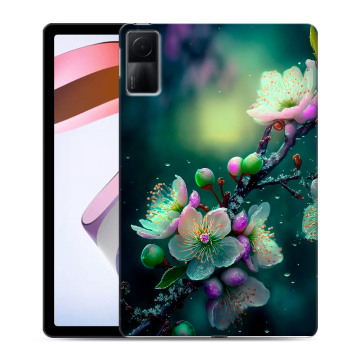 Силиконовый чехол на планшета Xiaomi RedMi Pad с принтом Цветы и мрамор
