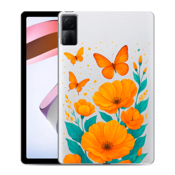 Силиконовый чехол на Xiaomi RedMi Pad с принтом цветы бабочки